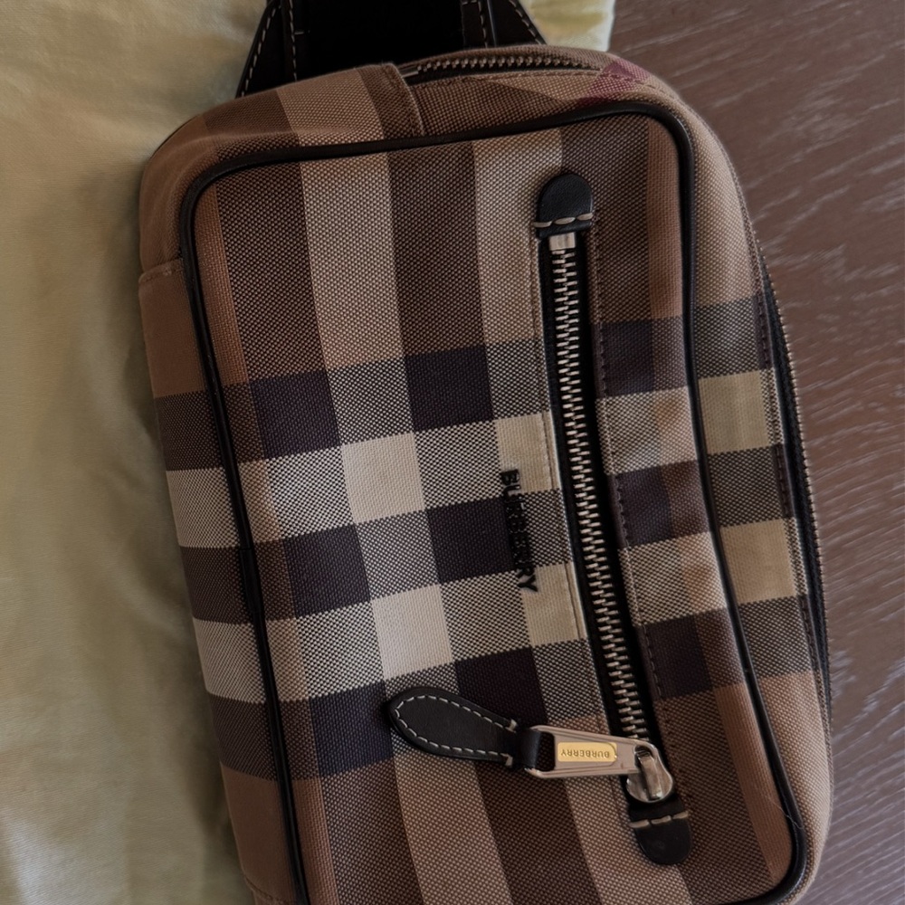 Burberry Beige and Black Check Belt Bag